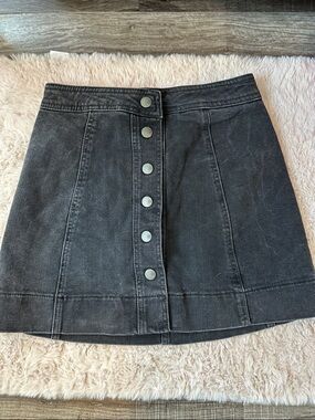 Madewell Black Button-Front Mini Skirt